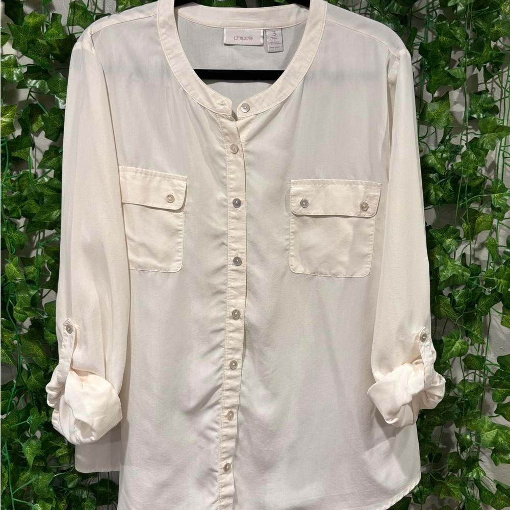 Chico's Cream Button-Down Women's Shirt